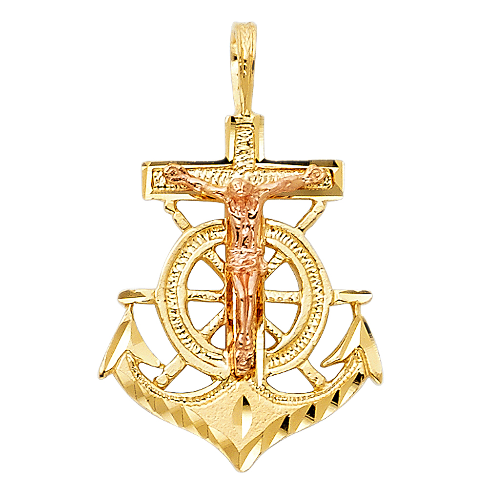 Two-Tone 14 Karat Crucifix Anchor Charm Length: 23
Gender: Gentlement