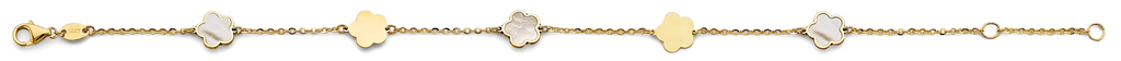 Lady's 14K Mother of Pearl Flower Bracelet
Length: 7"+1"
Gender: Lad