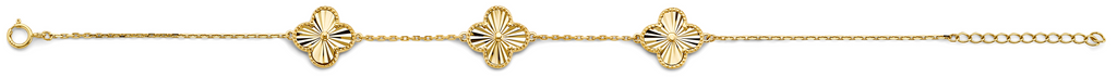 Lady's 14 Karat 3 Clover Bracelet
Color: Yellow
Length: 7"
