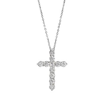 Lady's 14KW 3.00tw Round Lab Grown Diamonds Cross Pendant 
Length: 18