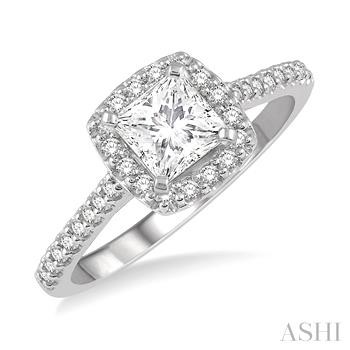 14K W/Gd .15Ctrd Diamond .25 Ctw Princess Center Solitary