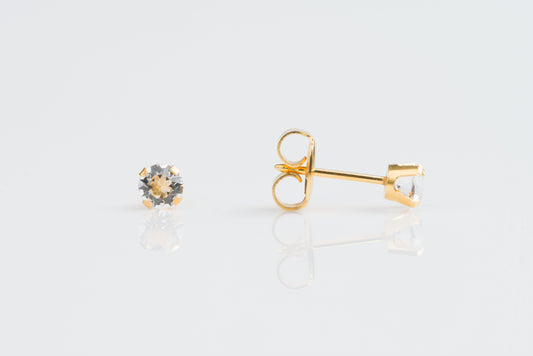 14k Yellow Gold Prong Set Cubic Zirconia Piercing Studs 4mm