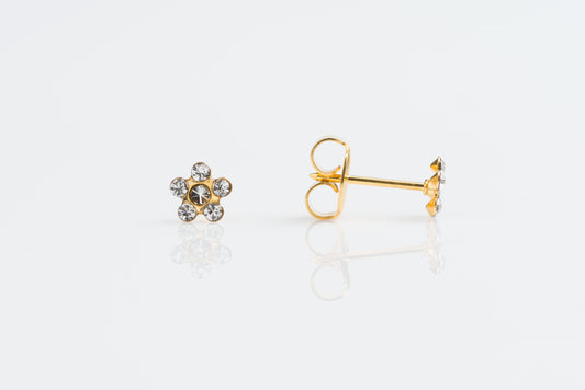 Gold Plated Daisy April  Crystal ear piercing earrings