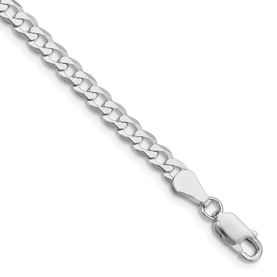 White Sterling Silver Rhodium-plated flat curb Bracelet 
Length: 8" 4