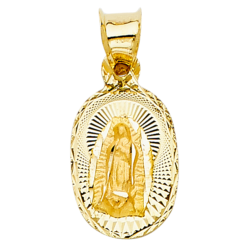 Yellow 14 Karat Guadalupe Charm Length: 16