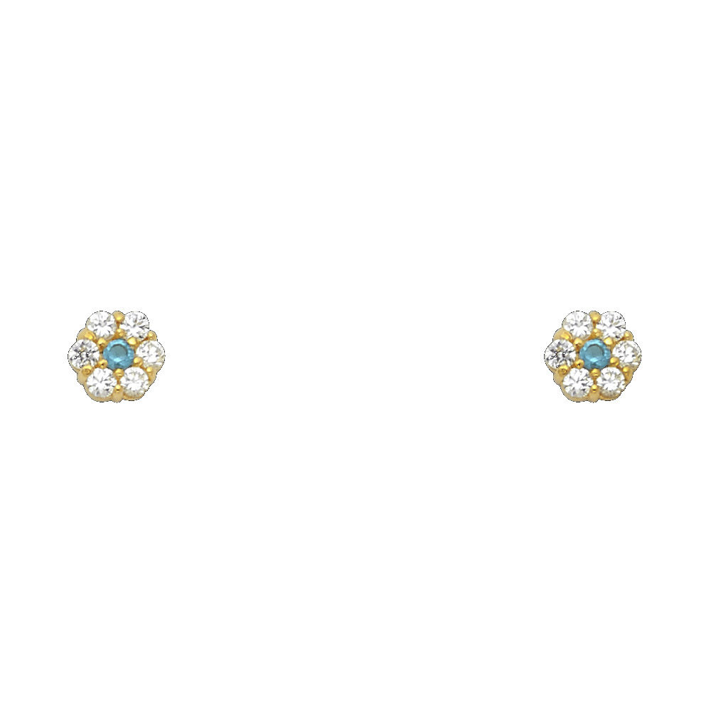 Lady's Yellow 14 Karat Flower Earrings-Dec