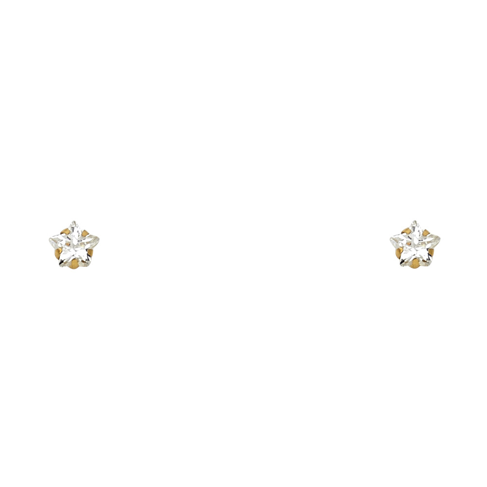 Lady's Yellow 14 Karat Star  Earrings Length 4