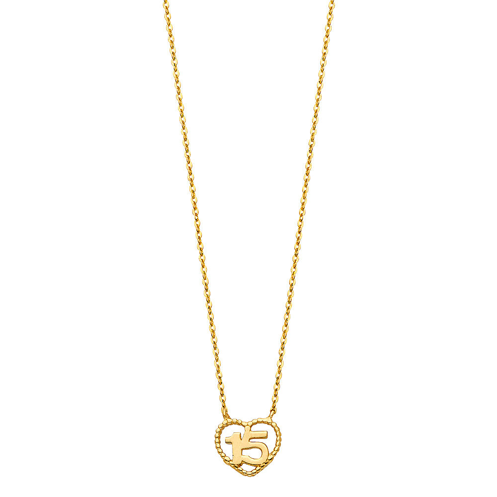 Lady's 14 Karat 15 Year Necklace Heart
Length: 18"
Gender: Ladies