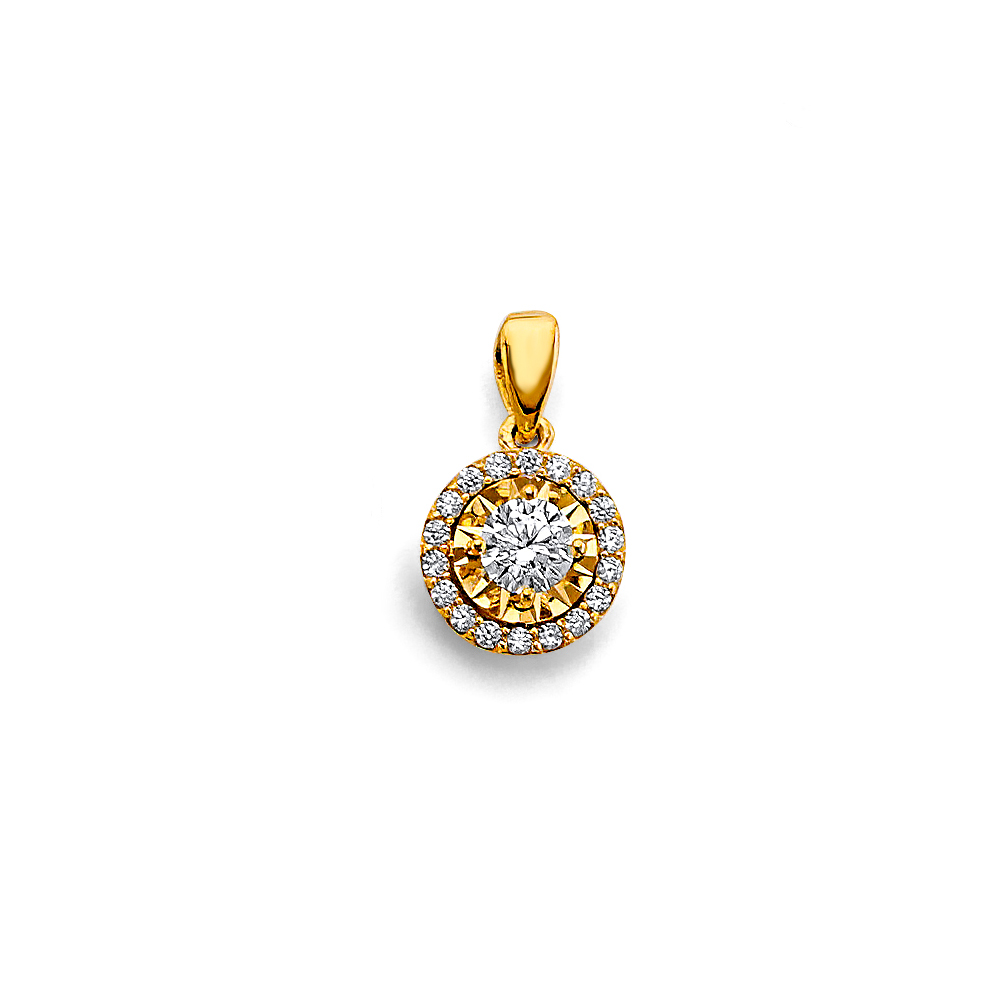 Yellow 14 Karat Cz Pendant Style: Round
Length: 13
