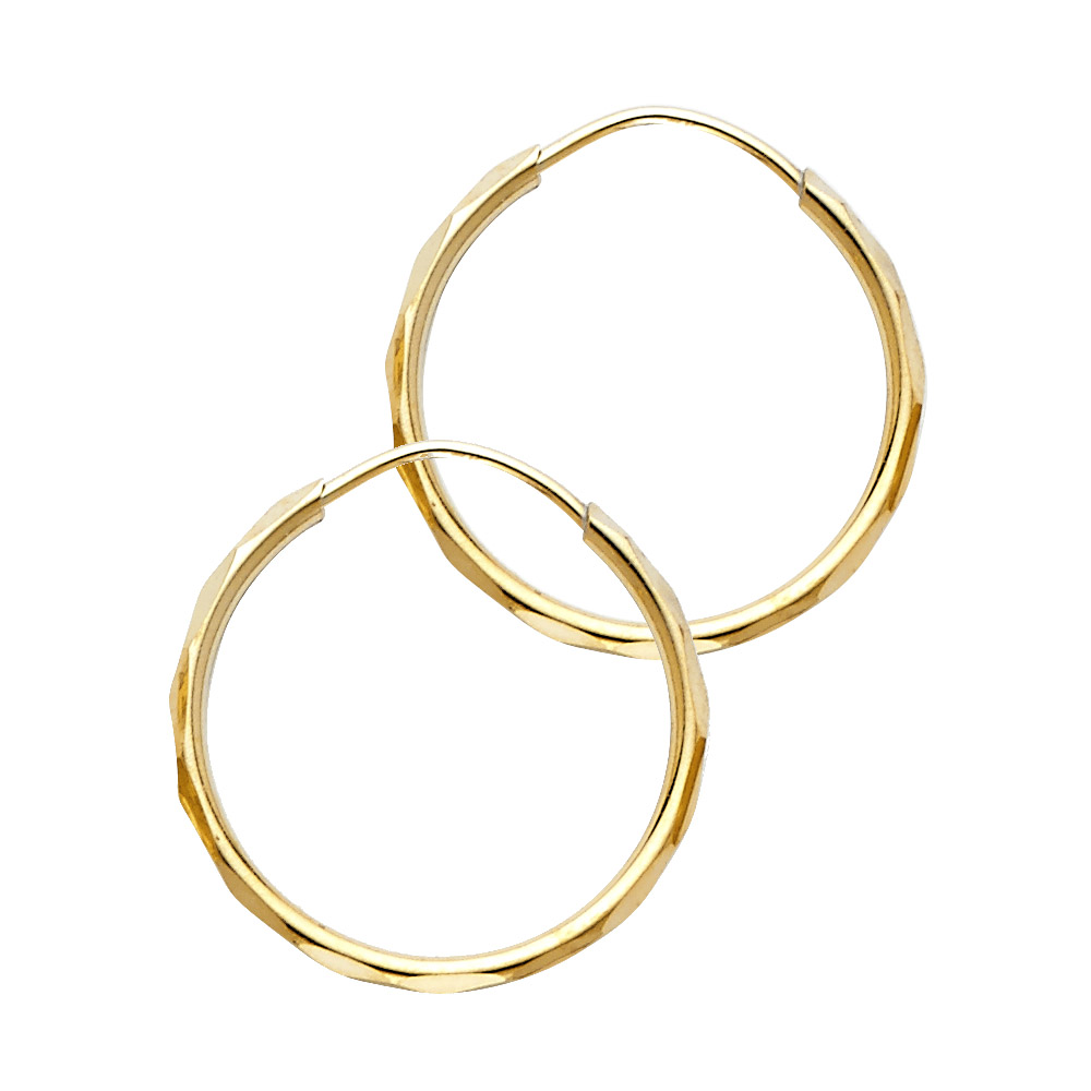 Lady's Yellow 14 Karat Earrings Length 17X1.5mm Finish: Diamond Cut