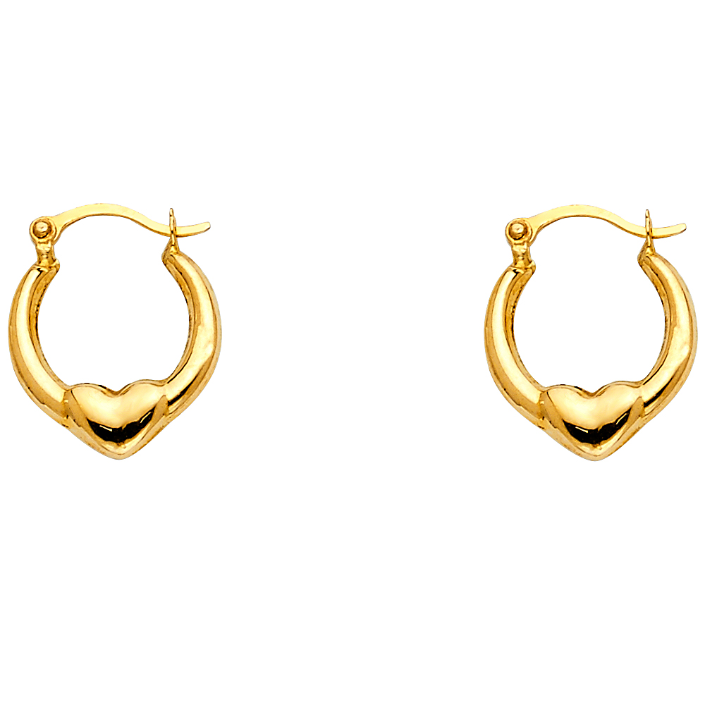 Lady's Yellow 14 Karat Fancyg Heart Earrings