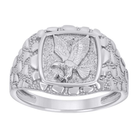 Gent's Sterling Silver Mens Nugget Eagle Ring