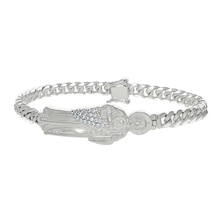 Sterling Silver St Jude Cz Bracelet Style: Miami-cuban
Length: 8"