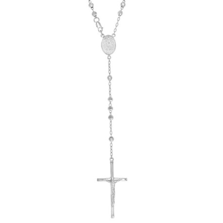 Sterling Silver Rosary Guadalupe Cross Rhodium 
Length 18" 4mm
Gende