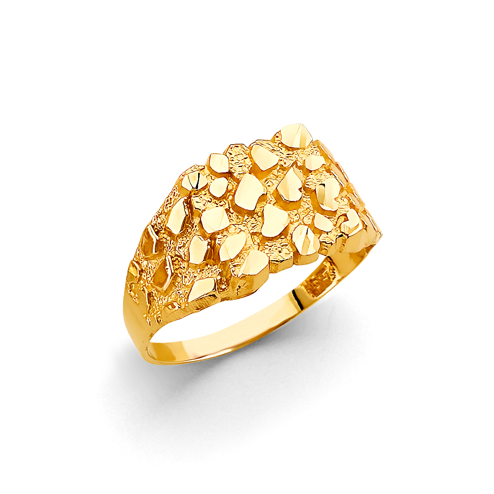 Gent's Yellow 14 Karat Nugget Fashion Ring Length 12