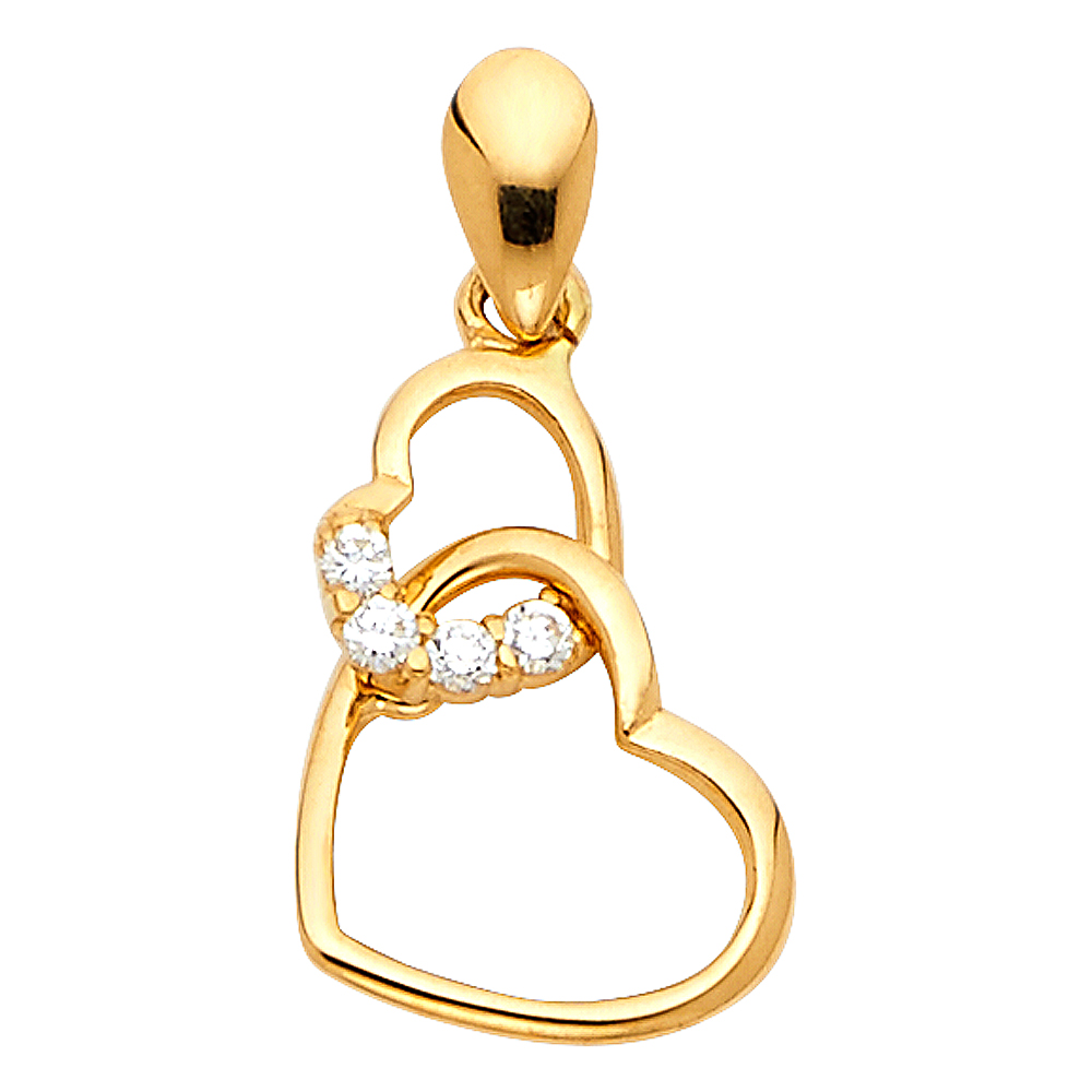Yellow 14 Karat Double Heart pendant
Length: 16