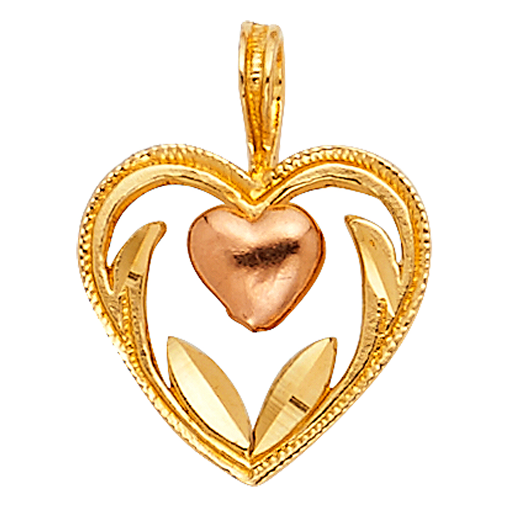 Two-Tone 14 Karat  Heart pendant
Length: 10