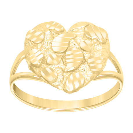 Lady's Yellow 10 Karat heart small Nugget Fashion Ring Length 9.44