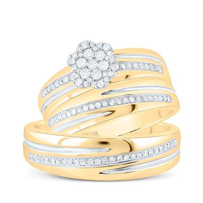Lady's Yellow 10 Karat Wedding Set = 0.375tw Round Diamonds Finish: Po