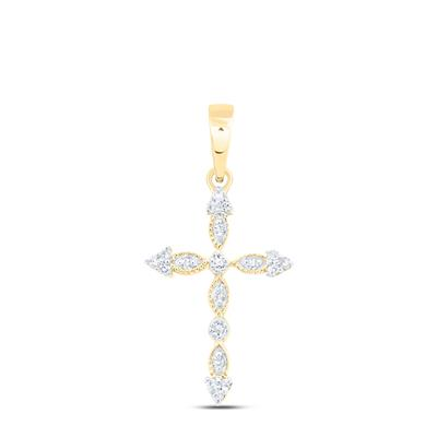 Yellow 10 Karat Pendant = 0.083tw Round Diamonds LengthMM: 21