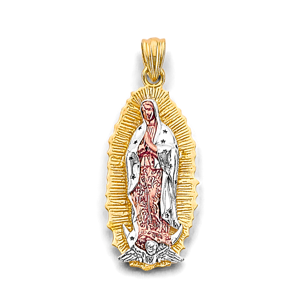 Three-Tone 14 Karat Lady of Guadalupe Pendant