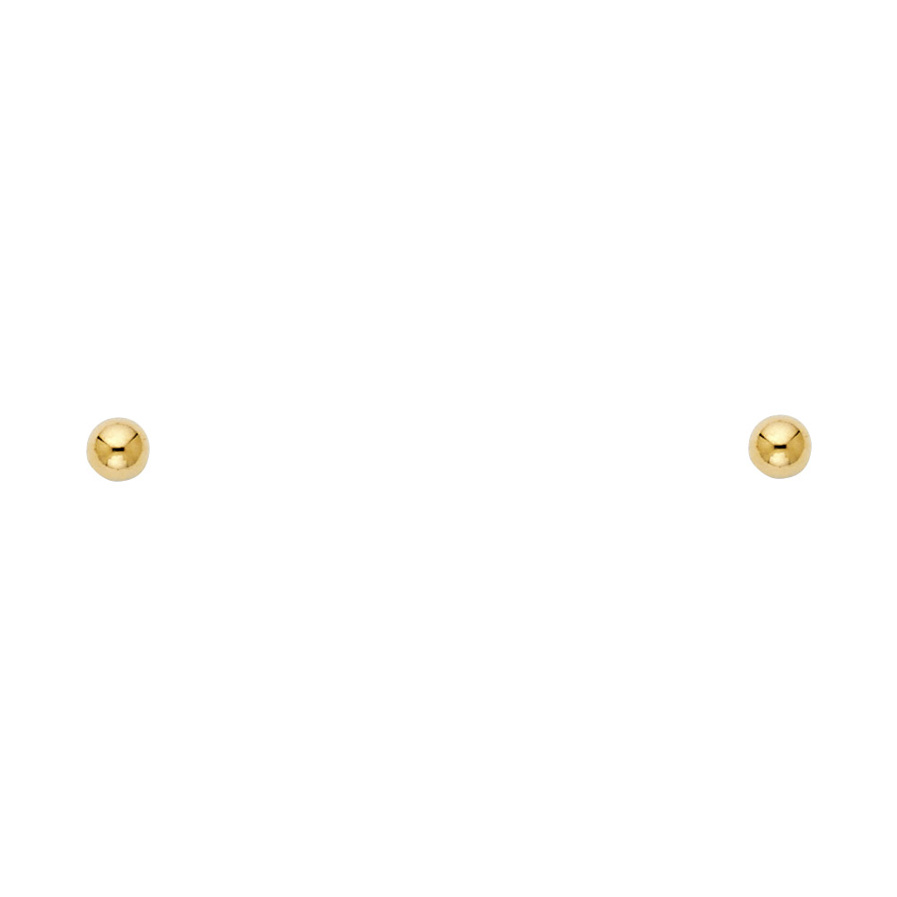 14 K Yellow Gold Earrings Ball Stud with Screw Back