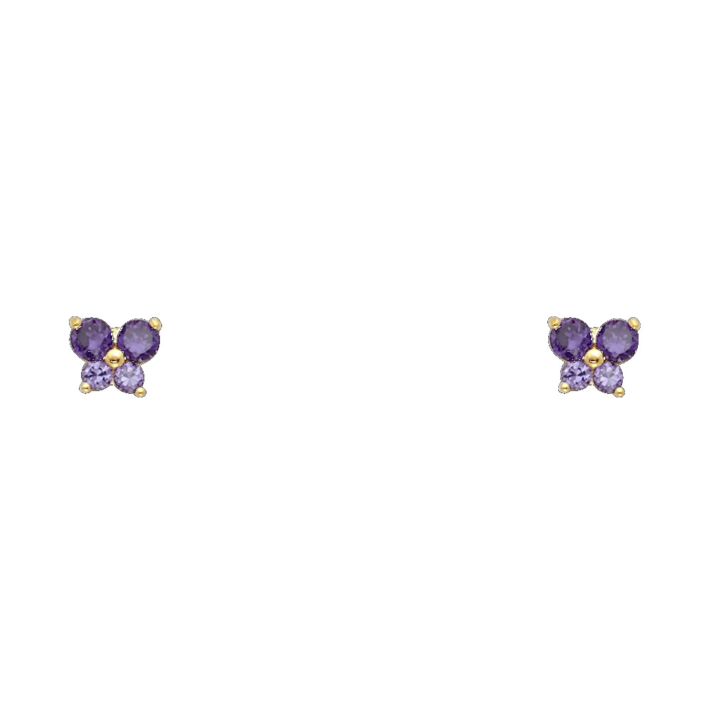 14KY Butterfly CZ Screw Back Stud Earrings (FEB)
