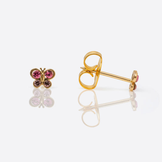 Yellow 14 Karat Piercing Stud Earrings Rose