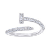 Lady's White Nail cz Silver Ring Length 9.55