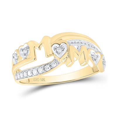 Lady's Yellow 10 Karat MOM hear Fashion Ring Length 7.83 = 0.10tw Roun