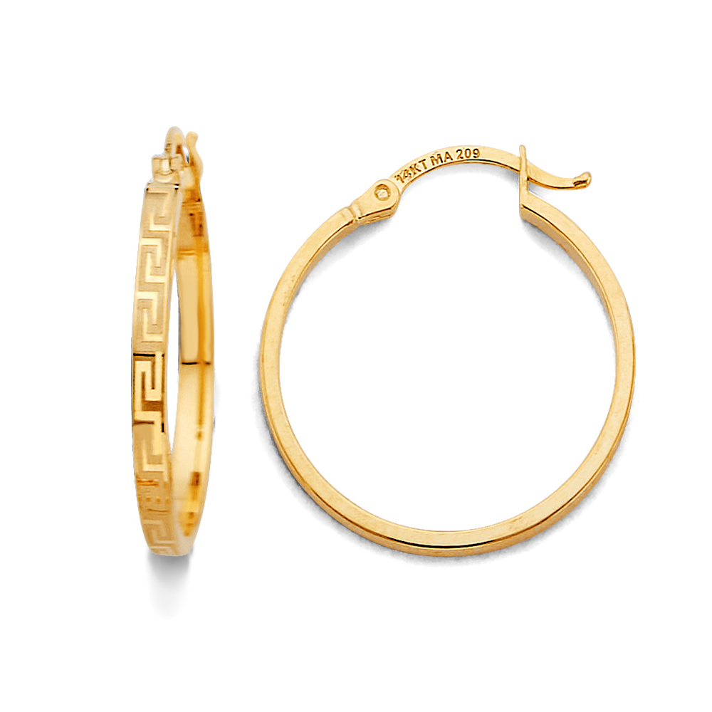 Lady's Yellow 14 Karat Greek Design Earrings Length 20 
Polished