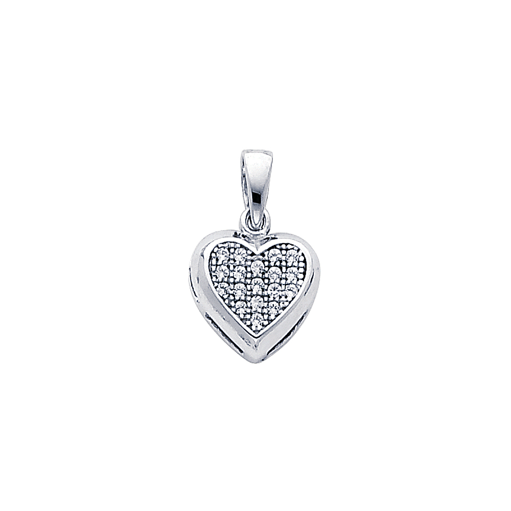 White 14 Karat Heart Pendant Length: 10