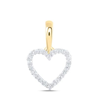 Yellow 10 Karat heart Pendant = 0.372tw Round Diamonds LengthMM: 13
