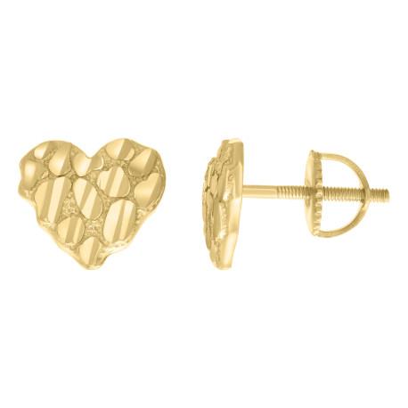 Lady's Yellow 10 Karat heart Earrings Length 12.46  Finish: Nugget