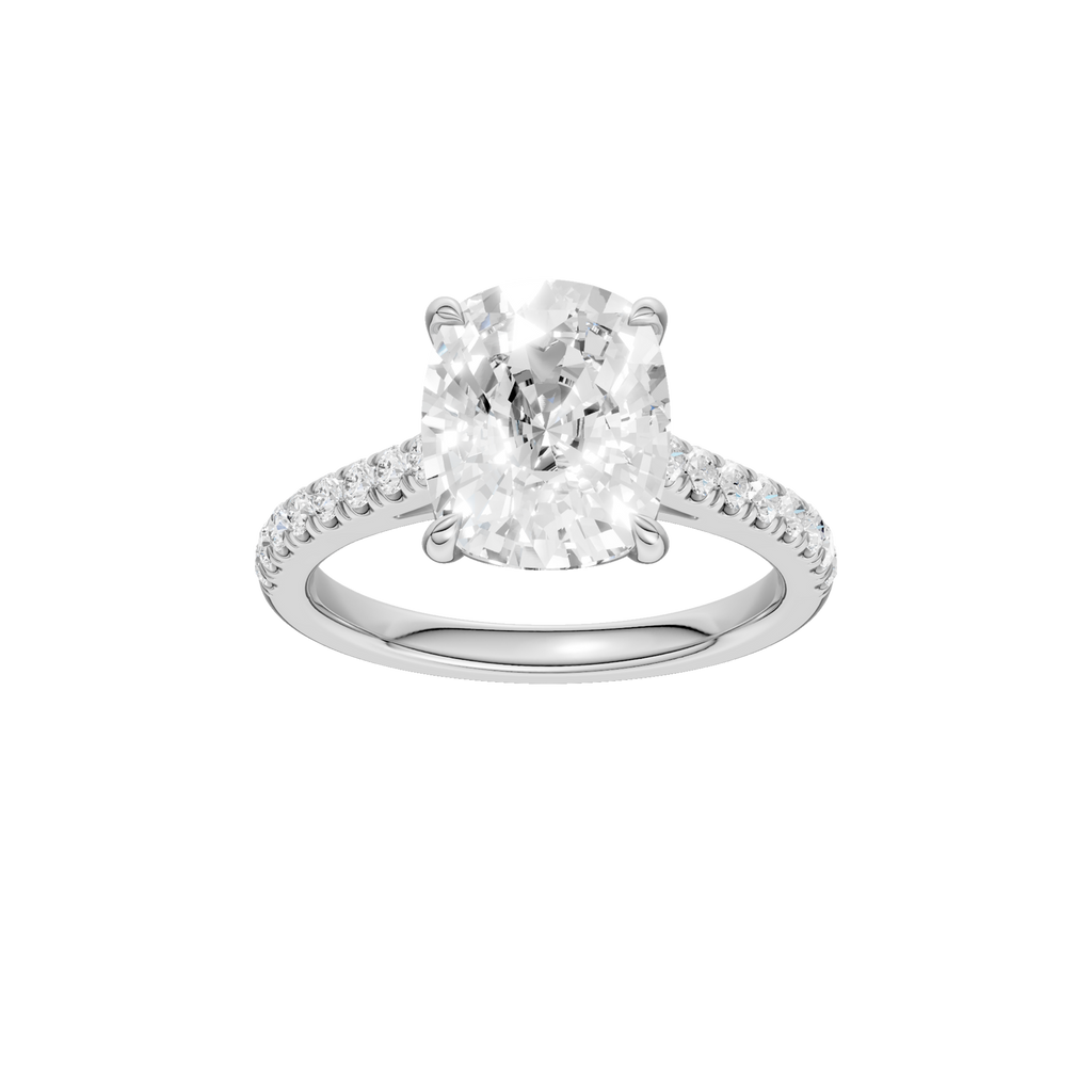 Lady's White 14 Karat Engagement Ring one = 3.08ct Cushion Modified Br