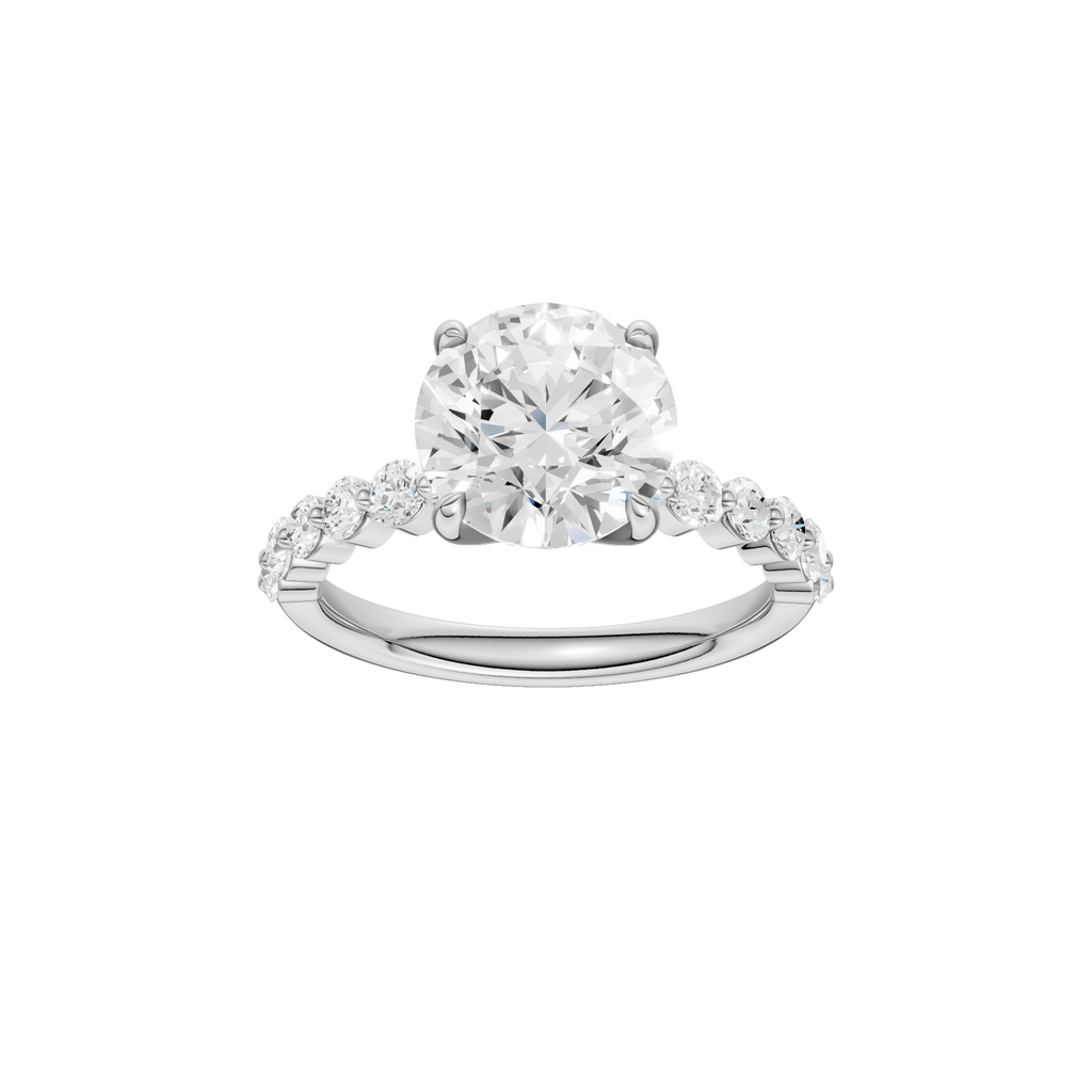 Lady's White 14 Karat Engagement Ring one = 3.04ct Round F VS1 Lab Gro