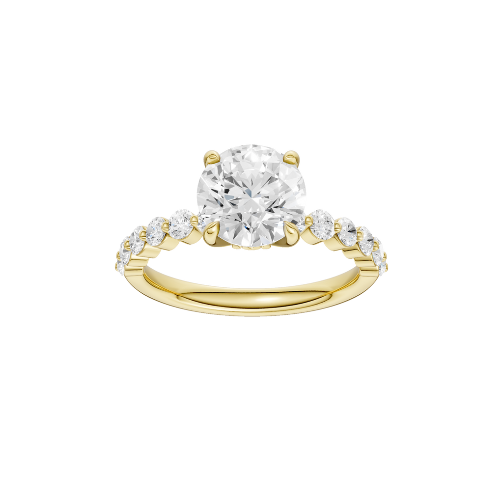 Lady's Yellow 14 Karat Engagement Ring one = 2.00CT Round F VS1 Lab Gr