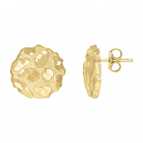 Lady's Yellow 10 Karat Round Earrings Length 11.6 Style: Nugguet