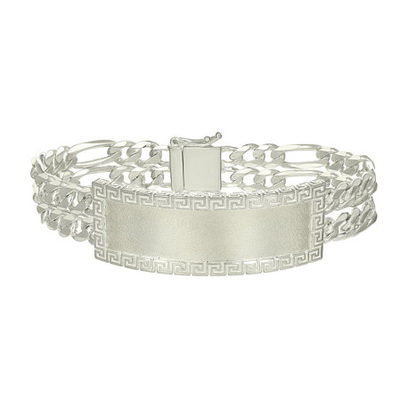 White Sterling Silver figaro link greek ID Bracelet Style: Figaro
Len