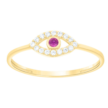 Lady's Yellow 10 Karat Red Evil Eye Ring Length 5.3