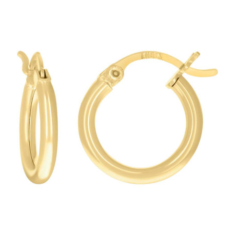 Lady's Yellow 10 Karat Hollow Hoop Earrings Length 17 
Finish: Polish