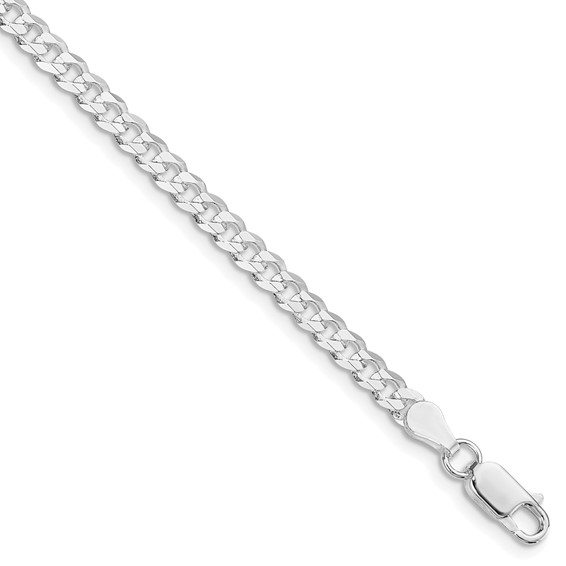 White Sterling Silver Cuban Bracelet 
Length: 8" 3.8mm