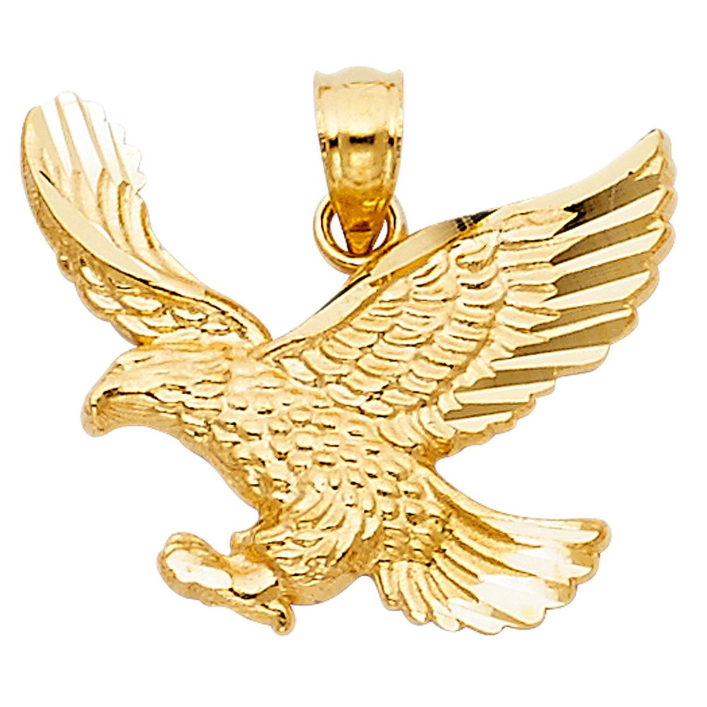 Gent's Yellow 14 Karat Eagle Charm Length: 17