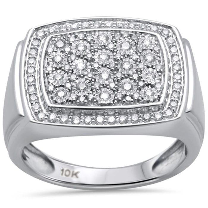 Gent's White 10 Karat Fashion Ring Length 22.58 Mm 16.61 96 = 0.62TWT