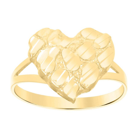 Lady's Yellow 10 Karat Heart Large Nugget Fashion Ring Length 16.11mm