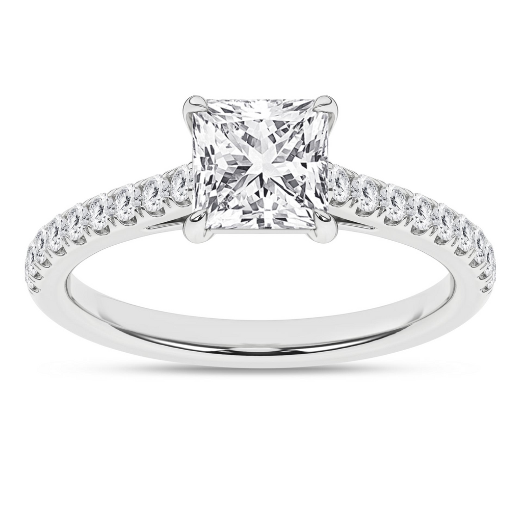 Lady's White 14 Karat Engagement Ring one = 1.54CT Princess F VS Lab G