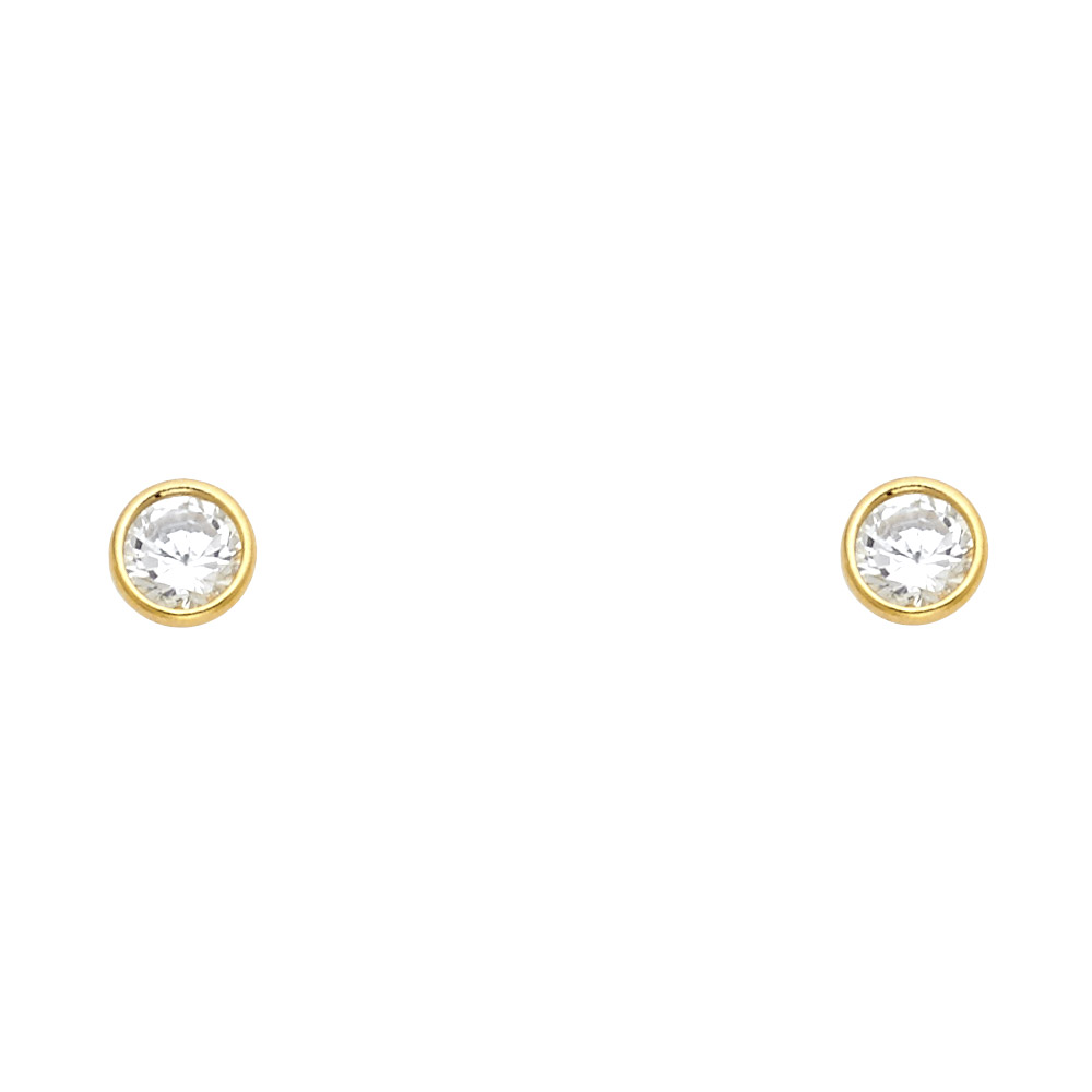 Lady's Yellow 14 Karat CZ Studs Earrings