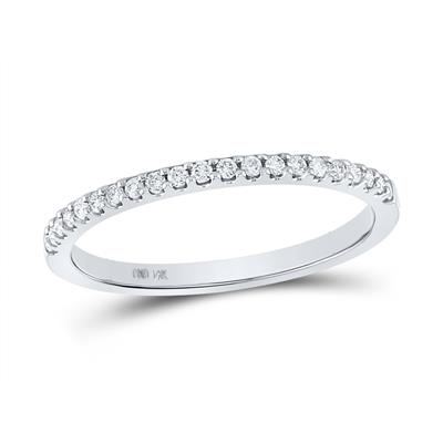 Lady's White 14 Karat Wedding Band 1.73mm = 0.167TWT Round Diamonds Ge