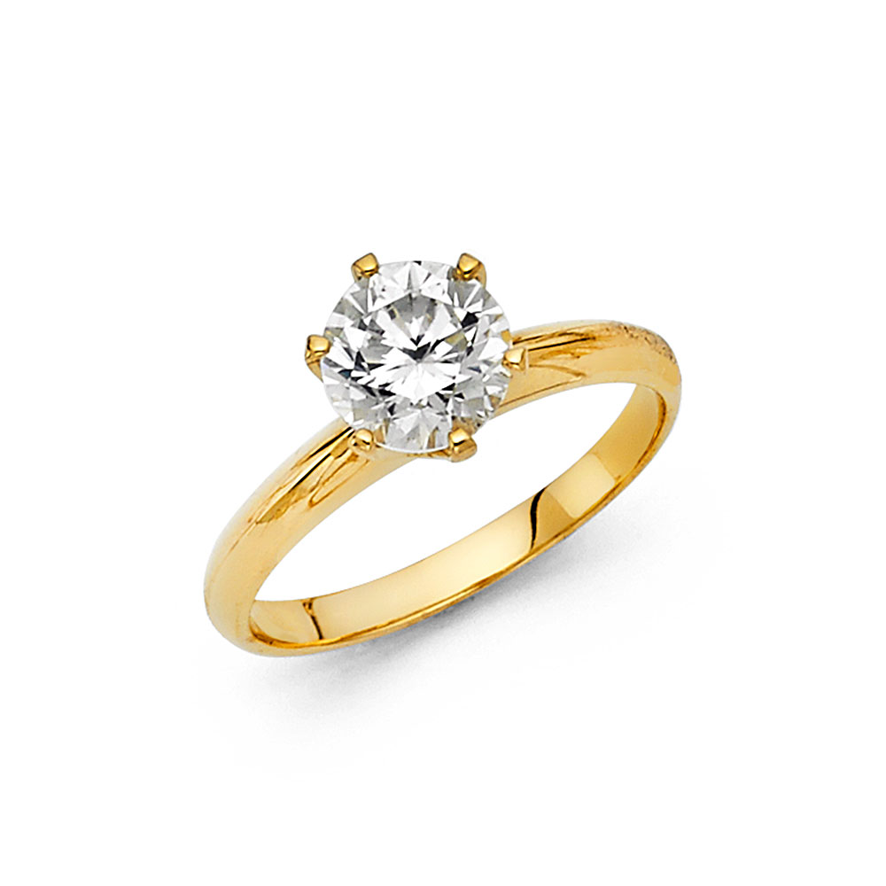 Lady's Yellow 14 Karat Cz Engagement Ring Length 2.5 mm