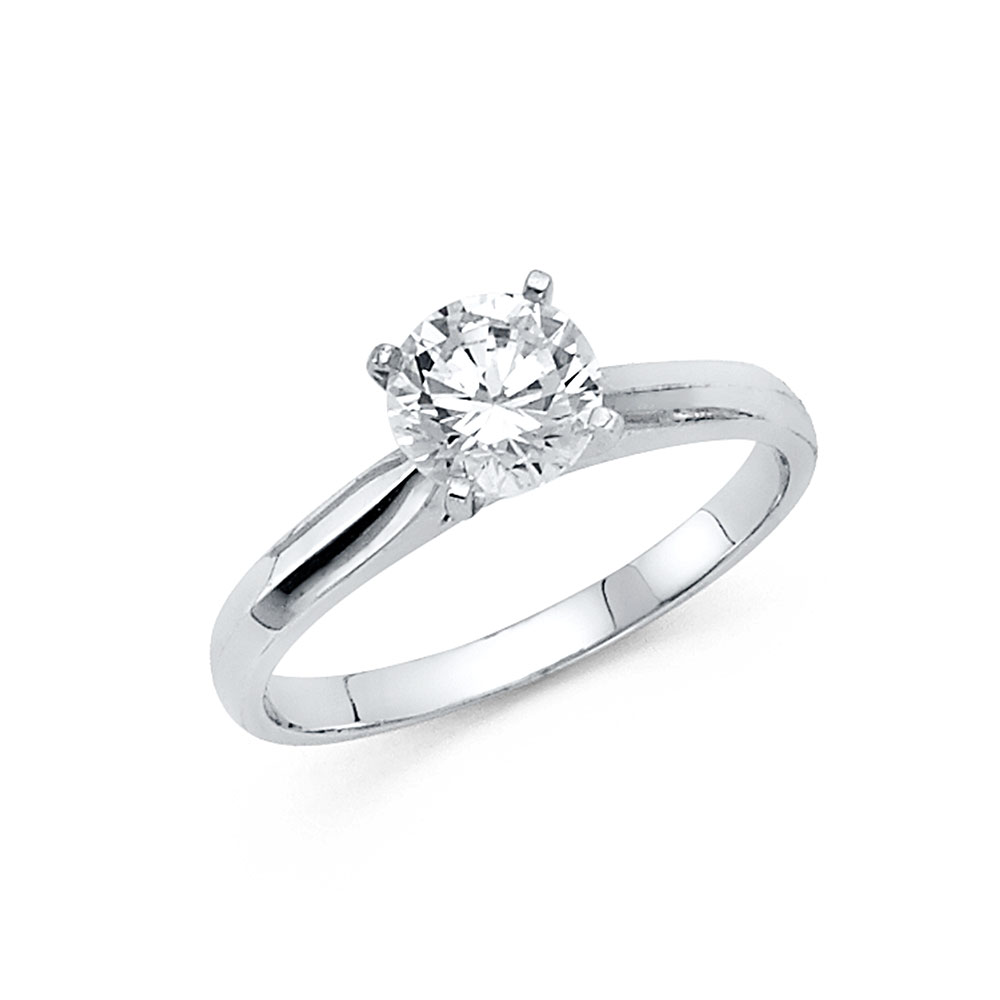 Lady's White 14 Karat Engagement Ring Round .60 ctw  Size 7  3mm